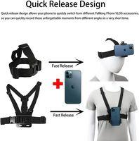 Kit de fixation pour vlog sur téléphone : support de poitrine POV, support de tête, support universel pour téléphone, accessoires d'enregistrement mains libres, trou de vis 1/4