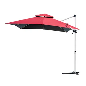 Aluminum Large Cantilever Umbrella Outdoor Furniture Sunshade Double Canopy Garden Pool Patio Umbrella Parasols