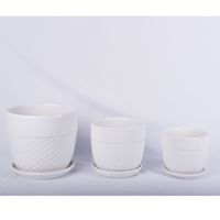 Ensemble de 3 pièces Pot de fleur blanc d'intérieur moderne cylindre grand Pot de plante en céramique pour la décoration de la maison