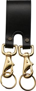 Correa de cuero para llavero con pasador seguro para cinturón de servicio y doble mosquetón giratorio para llaves - Product Image 1