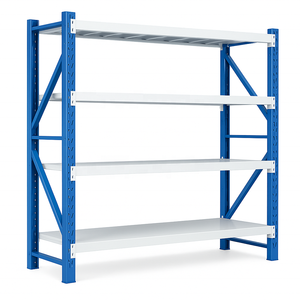 Estantería Industrial de Acero Azul y Blanco de Alta Resistencia, Unidad de Estantería Metálica <span class=keywords><strong>con</strong></span> Gran Capacidad de Carga <span class=keywords><strong>para</strong></span> Almacén y Taller - Product Image 1