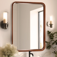 Fournisseur de miroirs en bois OEM/ODM en gros, certifié BSCI, miroir rectangulaire encadré en bois massif couleur noyer