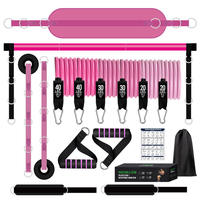 Barra de Yoga Multifuncional, Set Combinado para Entrenamiento de Fuerza de Brazos, Barra de Pilates Ajustable con Bandas de Resistencia