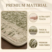 Tapis moderne vintage vert à motifs floraux, lavable, antidérapant, tapis traditionnel à motifs vieillis pour salon