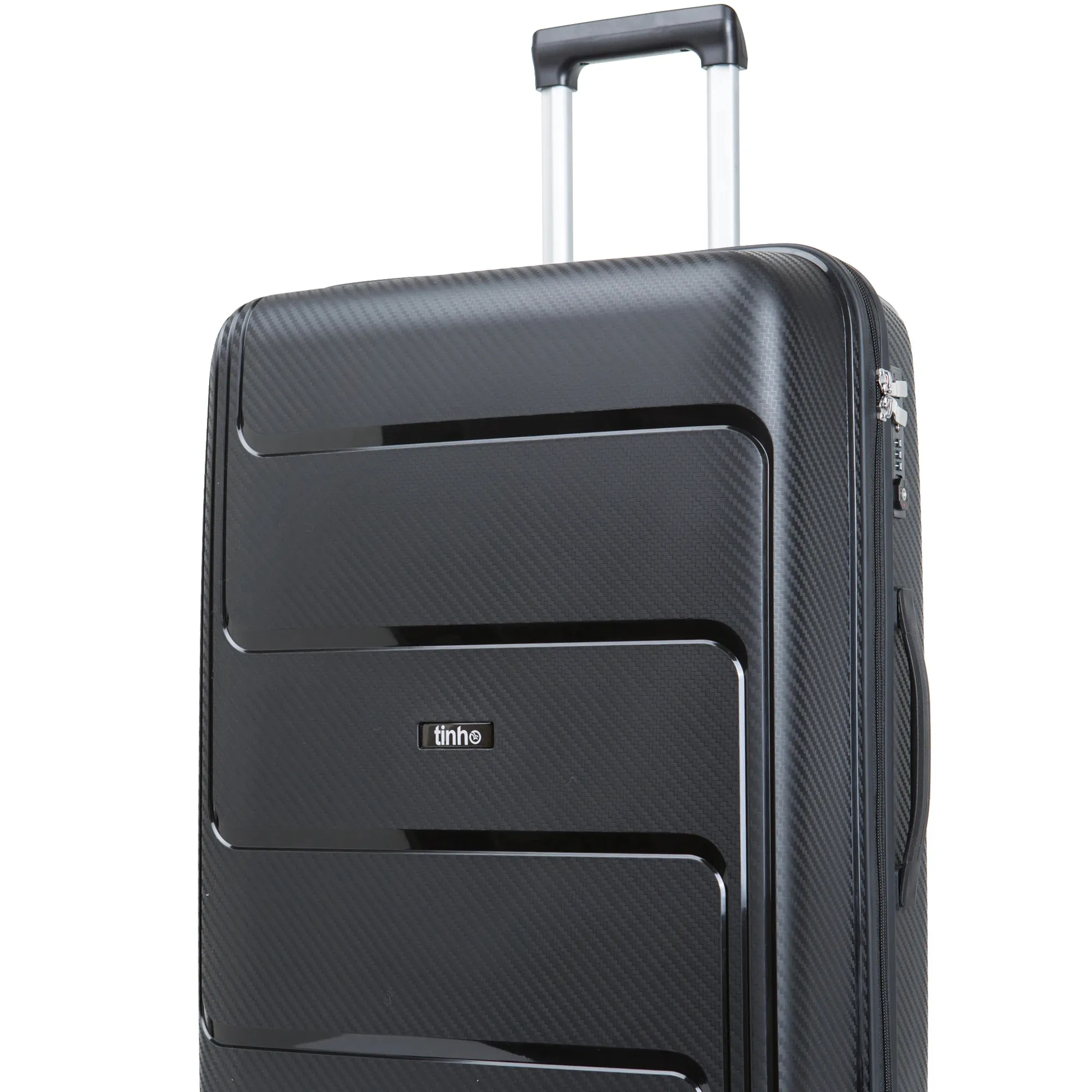 Penjualan terlaris koper troli kustom tas bahan PP kualitas tinggi 3 buah set koper yang dapat diperluas dengan teknologi injeksi