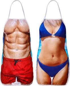 <span class=keywords><strong>Delantal</strong></span> de Parejas de Cocina Creativa para Barbacoa Divertida en 3D con Lazos Ajustables EN LA Cintura Musculoso Hombre <span class=keywords><strong>Bikini</strong></span> Chica <span class=keywords><strong>Delantal</strong></span> Sexy Cena de Navidad Fiesta - Product Image 3