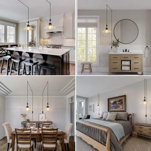 Luminaire suspendu SIMIG pour escalier, salle à manger, salon, modèle moderne en verre noir, cordon de 14,7 pieds, fonction marche/arrêt - Product Image 6