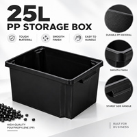 Bac de rangement en plastique 25L robuste, conteneur de stockage ouvert en PP, vente en gros industrielle