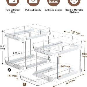 Meuble de rangement de salle de bain multifonctionnel à 2 niveaux avec tiroirs coulissants et séparateurs mobiles – Vente en gros - Product Image 4