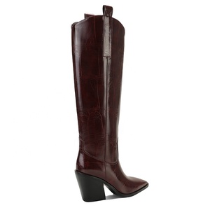 Bottes <span class=keywords><strong>Chelsea</strong></span> Western OEM pour femmes, motif croco, confortables, hauteur genou, avec talon épais et bout pointu, pour l'hiver et le printemps - Product Image 5