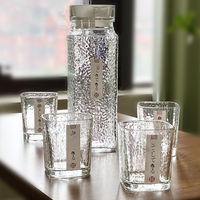 En Gros Service Carafe à Eau en Verre Cristal de Haute Qualité à 6 Tasses Nouveau Design avec Couvercle en Liège pour Servir le Café et le Thé