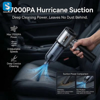 Gonfleur de pneus portable, souffleur d'air 4 en 1, mini aspirateur de voiture sans fil, aspirateur à main 17000Pa avec écran LED