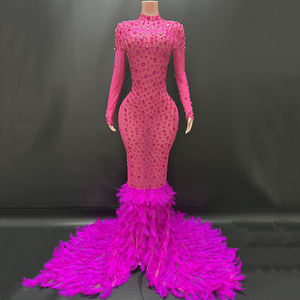 Novance y2222 שמלות ערב אלגנטיות 2024 שמלות כלה עבור שושבינה hinestone יוקרה חם בגדי נשים ורוד - Product Image 1