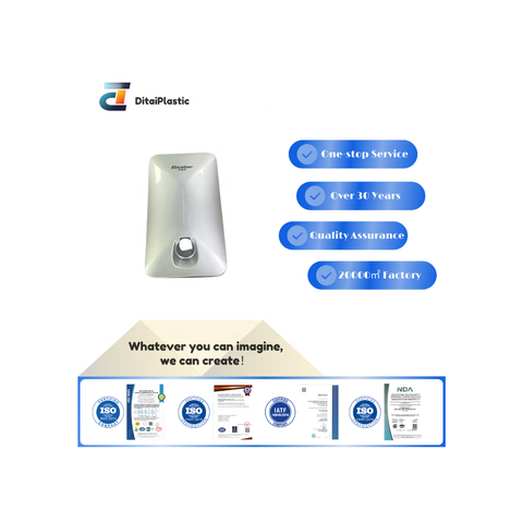 Custom Silver Plastic Vacuum Formed Component for Industrial Equipment Enclosure with Circular Cutout and Branded Design