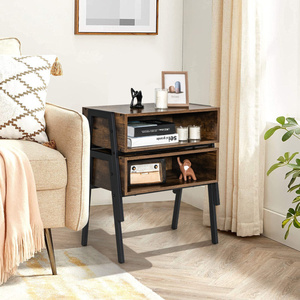 DB Modern Style 2-Piece Set of Assembled <b>Foldable</b> Nightstands Stackable Bedside End <b>Table</b> for Apartment or Hospital Use - Product Image 4