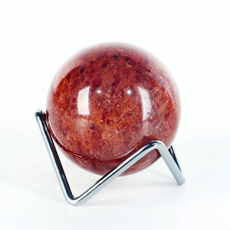 Atacado bola de quartzo artesanal de cristal natural esfera de quartzo de morango vermelho para fengshui