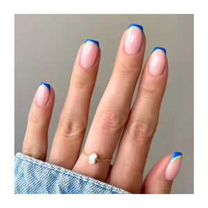 Embouts français professionnels à couverture complète Impression bleu brillant faisant la <span class=keywords><strong>Machine</strong></span> Longueur moyenne Auto-colle <span class=keywords><strong>Faux</strong></span> <span class=keywords><strong>ongles</strong></span> Appuyez sur les <span class=keywords><strong>ongles</strong></span> - Product Image 3