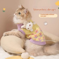 JXANRY Sweater Hangat Anti-Rontok Bulu untuk Kucing & Anjing dari Bahan Poliester Sederhana dengan Desain Kartun