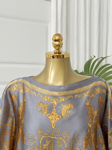 Abito Vintage Bohemien Floreale in Raso con Sciarpa, Elegante Vestaglia Oversize per Vacanze, Copricostume Estivo da Spiaggia alla Moda per Donna - Product Image 3