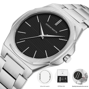 HANNAH MARTIN Watch Factory Trend <b>Men</b> Minimalist Watch Set <b>Gift</b> with Box High Quality Replaceable Strap Waterproof Simple Watch - Product Image 1