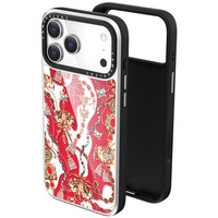 Étui de téléphone de luxe A9 en verre avec bordure contrastante argent-noir, protection intégrale 360° pour 17 Pro, style baroque vintage