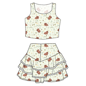 Nouveautés d'été : Ensembles personnalisés pour petites filles, chemisiers et jupes courtes avec bordure en dentelle - Product Image 6