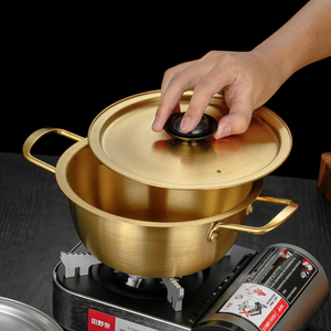 Korean Style <strong>Paella</strong> <strong>Pan</strong> Gold Silver Noodle Pot Double Ear Soup Pot Ramen <strong>Cooking</strong> Pot Frying <strong>Pan</strong> - Product Image 6