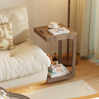 Table d'appoint pliable en forme de C réglable, table de chevet/table basse mobile avec roulettes pour salon, design minimaliste