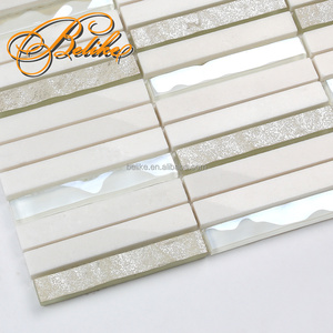 Serene Thassos, mosaico de grano de madera blanca, elegante vidrio nacarado, revestimiento de paredes de mármol, azulejo, para el hogar Decoración elegante, función de retroceso - Product Image 4