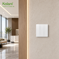 Interrupteur mural Kolani UK Standard 3G2W 90x86mm blanc mat 3 gangs 2 voies, 10AX 250V, triple bouton