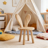 Chaise pour enfants en bois en forme d'oreilles de lapin, chaise pour tout-petits en bois massif naturel, siège pour enfants en forme d'animal pour salle de jeux, chambre d'enfant, meubles de maison