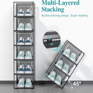 Tùy chỉnh rõ ràng nhựa hộp giày trong suốt Stackable hiển thị nhà hộp lưu trữ - Product Image 4