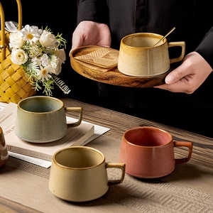 <span class=keywords><strong>Tasse</strong></span> à café au lait en <span class=keywords><strong>porcelaine</strong></span> écologique de style japonais rétro 320 ml <span class=keywords><strong>Grande</strong></span> <span class=keywords><strong>tasse</strong></span> à thé bombée Plateau en bois pour la maison Café Goûter - Product Image 5