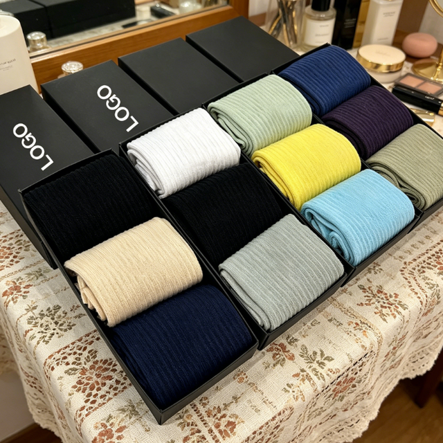 2026 New 12 Pairs Boxed Cotton Sports Socks Daily Business Gift Set Custom Color Logo Box