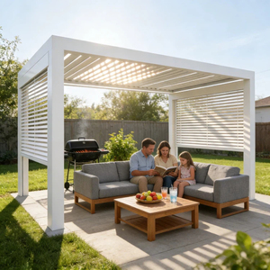 Tingmeihaoting, abri de voiture autoportant en aluminium avec revêtement en poudre, rotatif, abordable, avec pare-soleil intelligent en option - Product Image 1