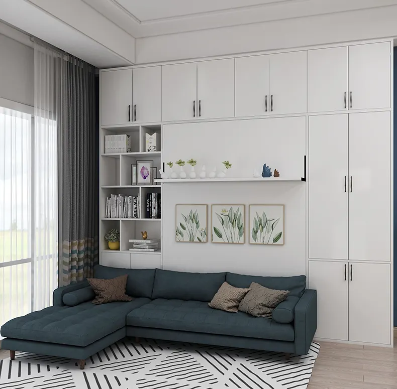 BFP One Stop Gaya Modern Murphy Tidur Dinding Multi Fungsi Vertikal Berputar Murphy Bed untuk Proyek Apartemen