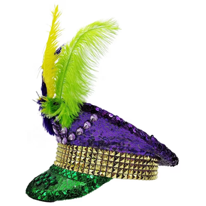 หมวกประดับเพชรสำหรับงานมาร์ดิกราส์ หมวกประดับเลื่อมและขนนกสำหรับงานเทศกาลเบิร์นแมน เหมาะสำหรับการเดินขบวน<span class=keywords><strong>วัน</strong></span>พุธอ้วนๆ - Product Image 3