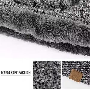 Ensemble bonnet et écharpe en laine tricotée pour homme et femme, chaud et tendance, idéal pour le ski, avec patch, pour adulte - Product Image 2