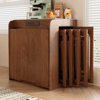 Ensemble de table à manger îlot moderne en bois massif pour petit appartement, pliable avec armoire latérale et chaises assorties