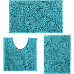 3 Piece Bathroom Rug Set Long Plush Mat Bathroom Anti-slip Mat <b>Toilet</b> Three-piece Mat Carpet Daily Decorative Neat Blanket - Product Image 1