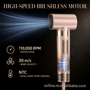 מברשת אוויר חם IFINE 1400W <span class=keywords><strong>8</strong></span> ב-1 במהירות גבוהה, 3 מהירויות מתכווננות, מנוע ללא פחמים 110000RPM, כלי עיצוב שיער, חימום מהיר, 100-240V, קופסת מתנה - Product Image 6