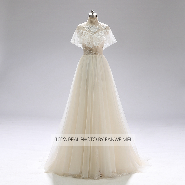 #1043 Ancient Vintage Victorian era Beading Lace Bridal Wedding Dress bride gown supplier