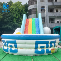 Châteaux gonflables commerciaux avec toboggan gonflable en forme de bol de ramen, nuages arc-en-ciel amusants et mignons pour enfants et adultes