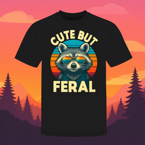 Camiseta con estampado de raccoon lindo pero salvaje, estilo retro, unisex, talla para adultos - Product Image 3