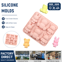 BPA-freie 6-fach Silikonform in Hasenform für Mousse, Kuchen, Schokolade, Süßigkeiten, Seife, Eiswürfel – Silikon-Kuchenform für Kinder