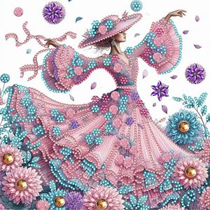 Kit de Peinture Diamant DIY Motif Fleur Bleue <span class=keywords><strong>Danseuse</strong></span> Style Américain Forme Spéciale Rectangulaire Décoration Murale en Cristal pour la Maison - Product Image 4