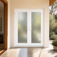 Porte à battant en PVC avec panneau, porte demi-vitrée en PVC, porte en PVC avec verre dépoli, conception personnalisée pour les projets de construction de maisons et villas