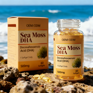 Gélules de DHA 500mg certifiées GMP HALAL, extraits naturels pressés à froid d'algues marines, oméga 3, algues marines, DHA, OEM - Product Image 5