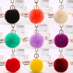 Nhà Máy Bán 10Cm Faux Rabbit Fur Pompom Keychain, Bóng Keychain