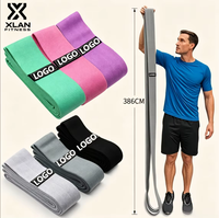 Bandes de Résistance Longues en Coton Polytricoté XLAN 76 Pouces, 3 Niveaux de Tension, Emballage Sac en Maille, pour Exercices d'Étirement, Course à Pied, Jambes et Fessiers